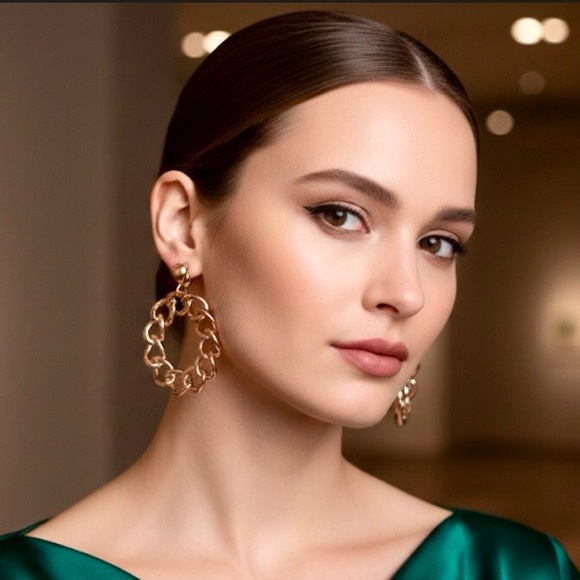 Linea by Louis Dell'Olio Jewelry - Louis Dell'Olio Rose Gold Curb Link Chain Hoop Clip-On Earrings | 2" Statement